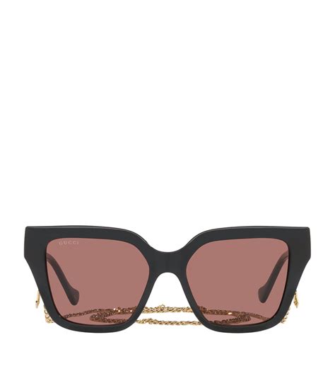 gucci eyewear rectangle sunglasses|gucci rectangular sunglasses with chain.